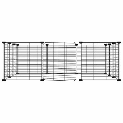 12-Panel Pet Cage with Door Black 35x35 cm Steel