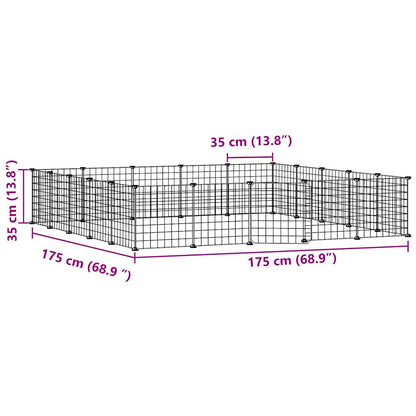 20-Panel Pet Cage with Door Black 35x35 cm Steel