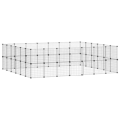 52-Panel Pet Cage with Door Black 35x35 cm Steel