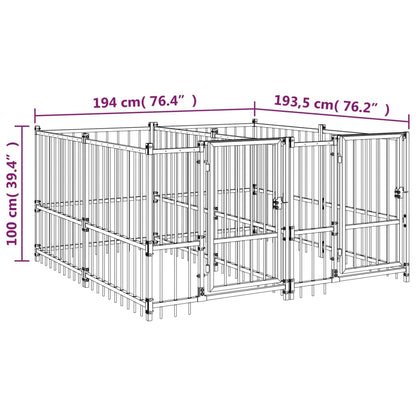 Outdoor Dog Kennel Steel 3.75 m²