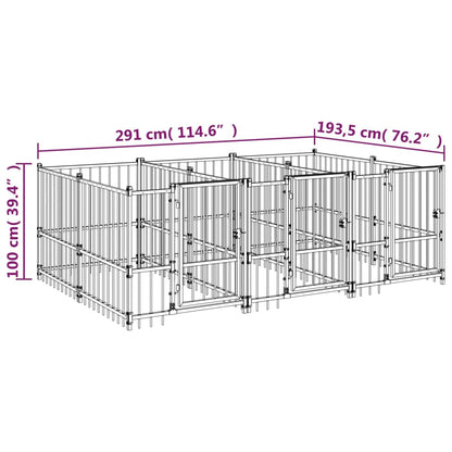 Outdoor Dog Kennel Steel 5.63 m²