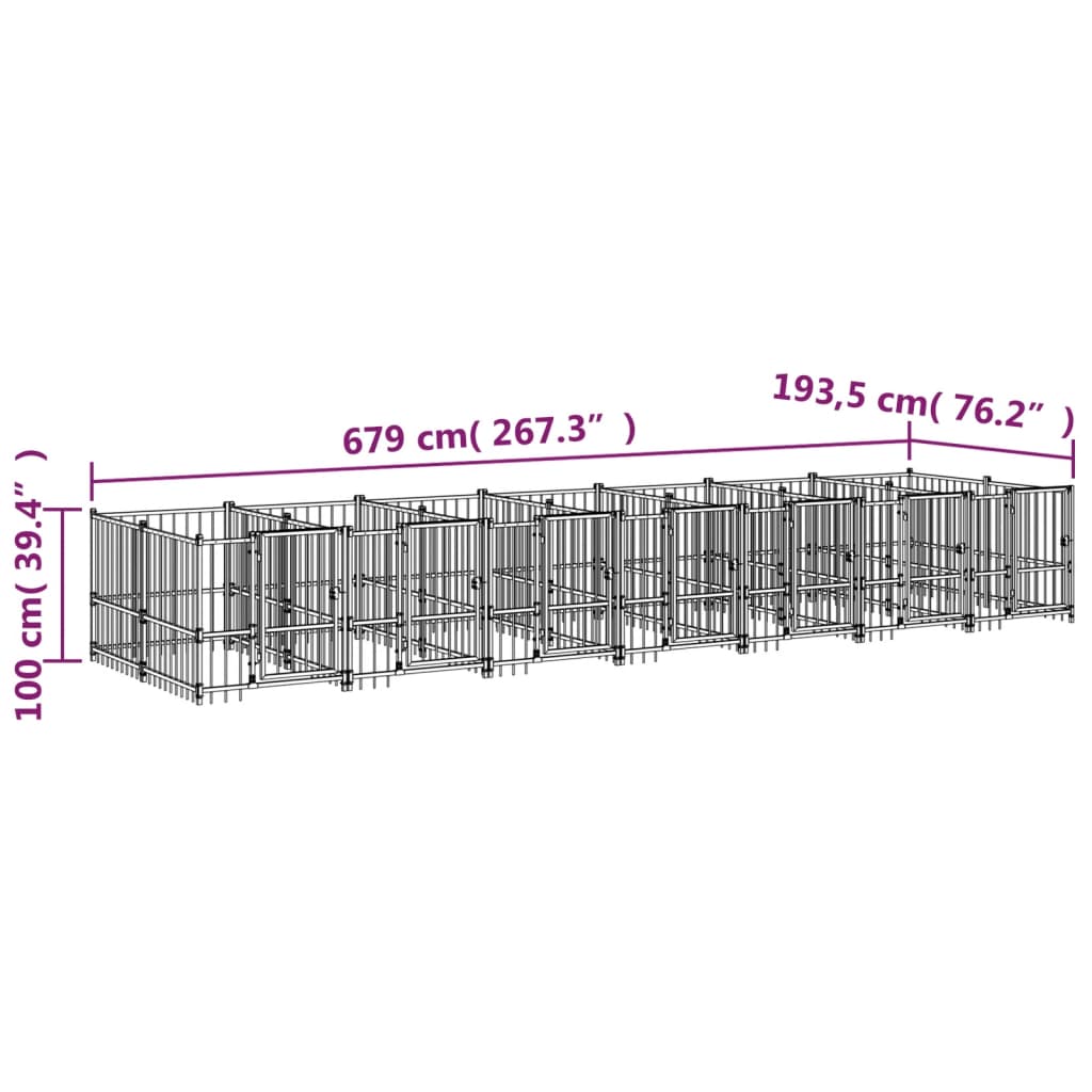 Outdoor Dog Kennel Steel 13.14 m²