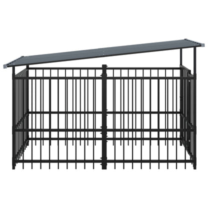 Outdoor Dog Kennel with Roof Steel 1.88 m²