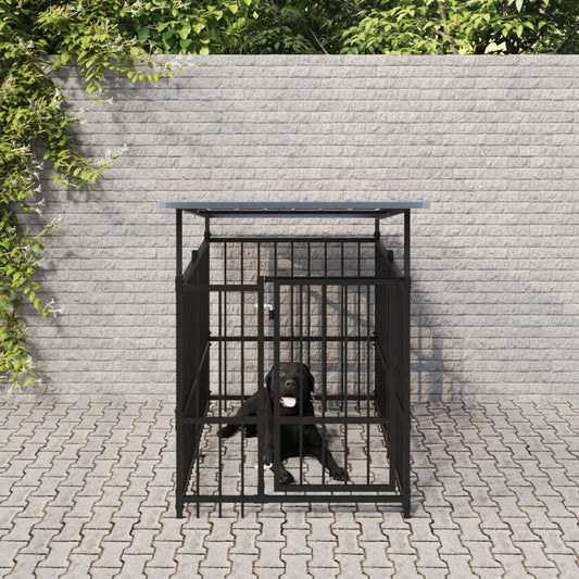 Outdoor Dog Kennel with Roof Steel 1.88 m²