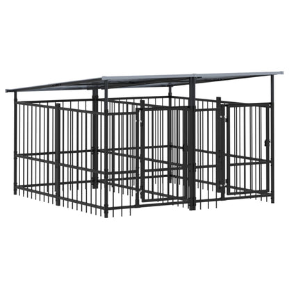 Outdoor Dog Kennel with Roof Steel 3.75 m²