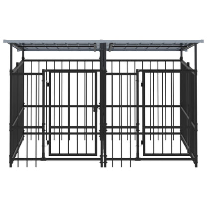Outdoor Dog Kennel with Roof Steel 3.75 m²