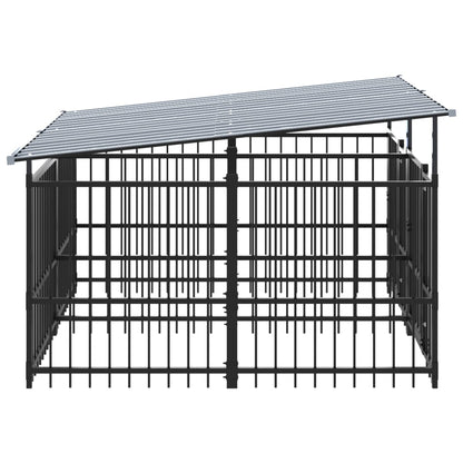 Outdoor Dog Kennel with Roof Steel 3.75 m²