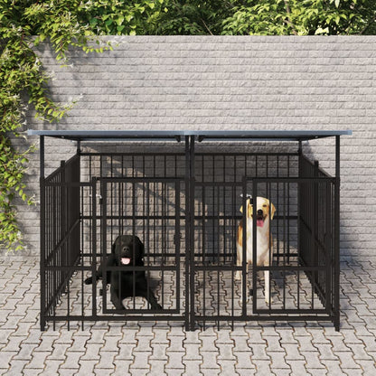 Outdoor Dog Kennel with Roof Steel 3.75 m²