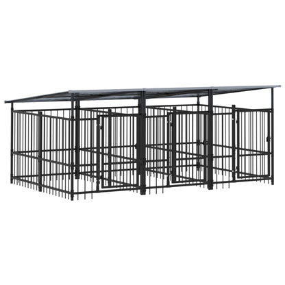 Outdoor Dog Kennel with Roof Steel 5.63 m²