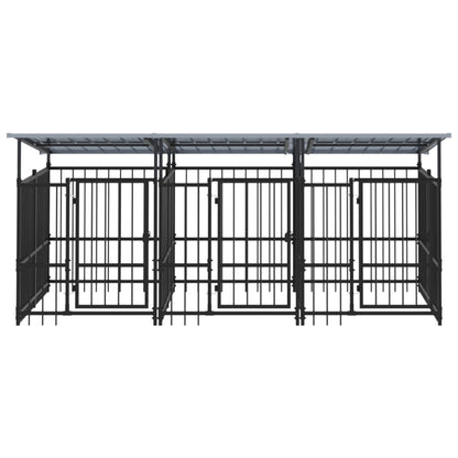 Outdoor Dog Kennel with Roof Steel 5.63 m²