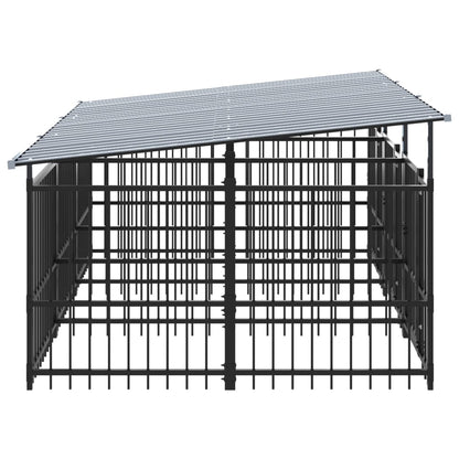 Outdoor Dog Kennel with Roof Steel 5.63 m²