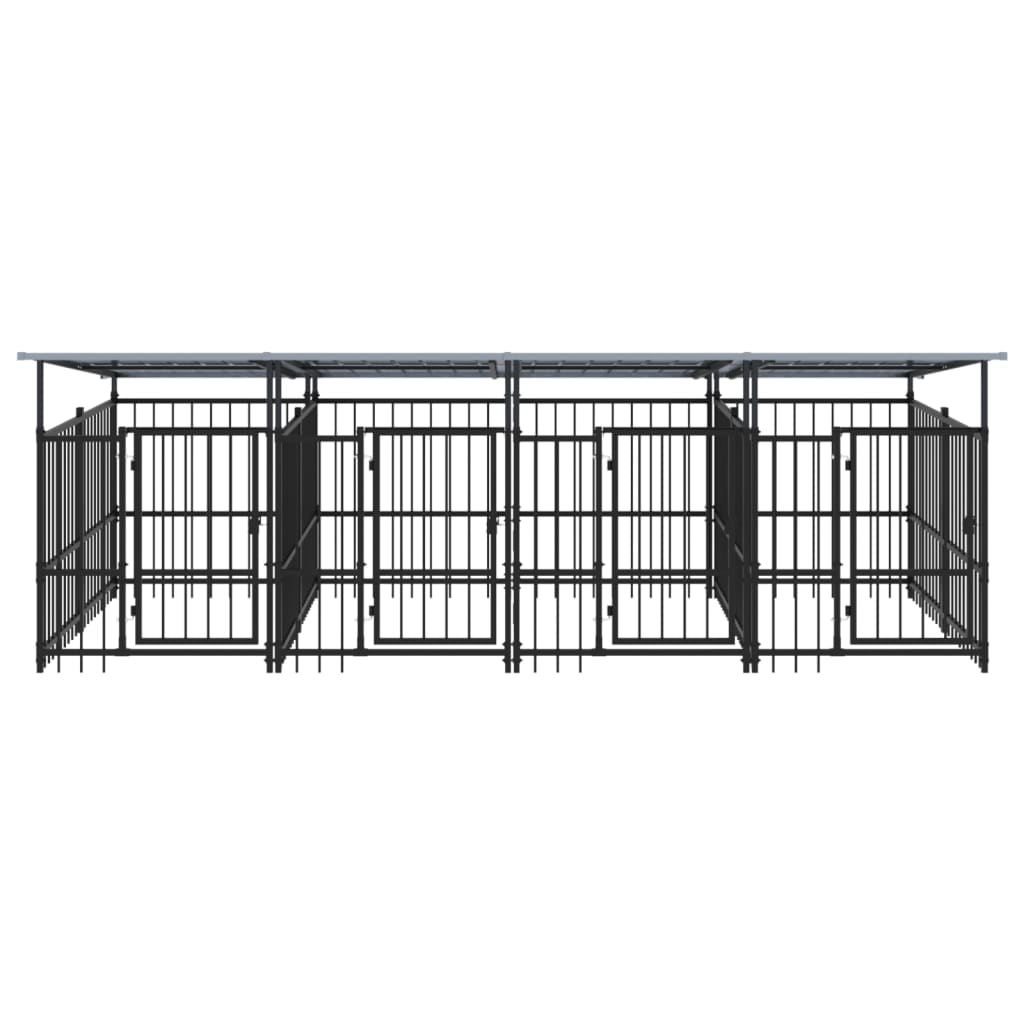 Outdoor Dog Kennel with Roof Steel 7.51 m²