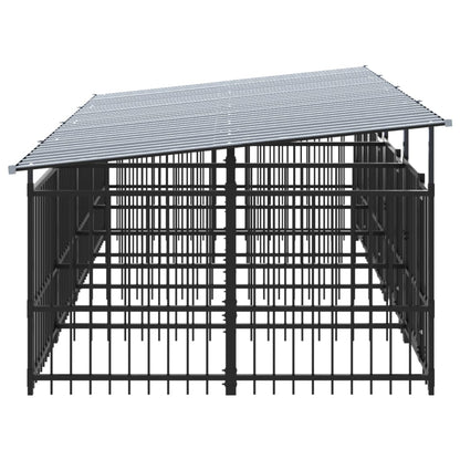 Outdoor Dog Kennel with Roof Steel 7.51 m²