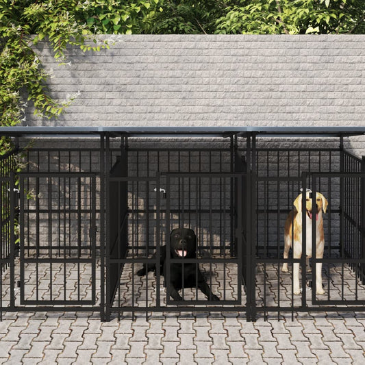 Outdoor Dog Kennel with Roof Steel 7.51 m²