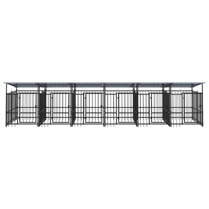 Outdoor Dog Kennel with Roof Steel 11.26 m²