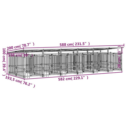 Outdoor Dog Kennel with Roof Steel 11.26 m²