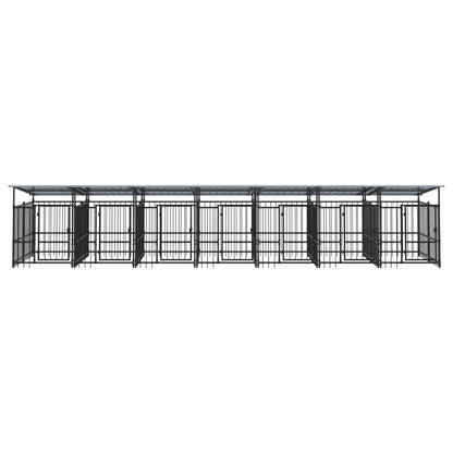 Outdoor Dog Kennel with Roof Steel 13.14 m²