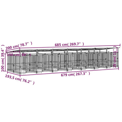 Outdoor Dog Kennel with Roof Steel 13.14 m²