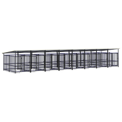 Outdoor Dog Kennel with Roof Steel 15.02 m²