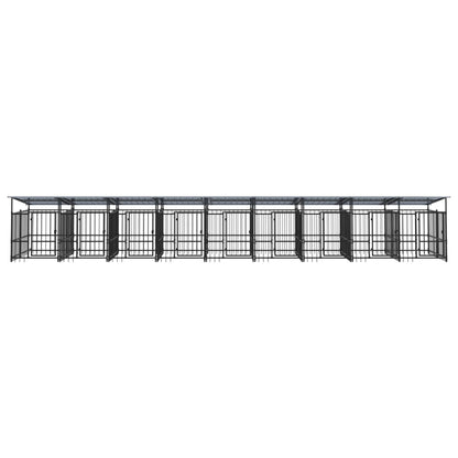 Outdoor Dog Kennel with Roof Steel 16.89 m²