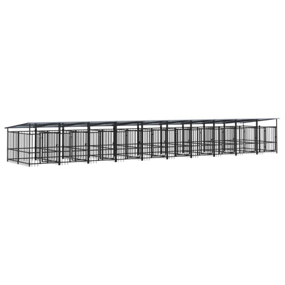 Outdoor Dog Kennel with Roof Steel 18.77 m²