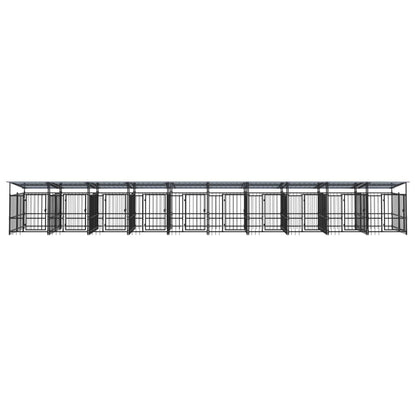 Outdoor Dog Kennel with Roof Steel 18.77 m²