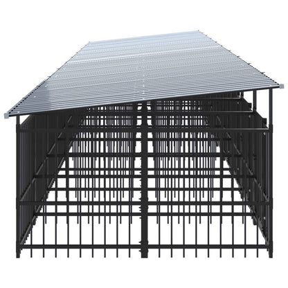 Outdoor Dog Kennel with Roof Steel 18.77 m²