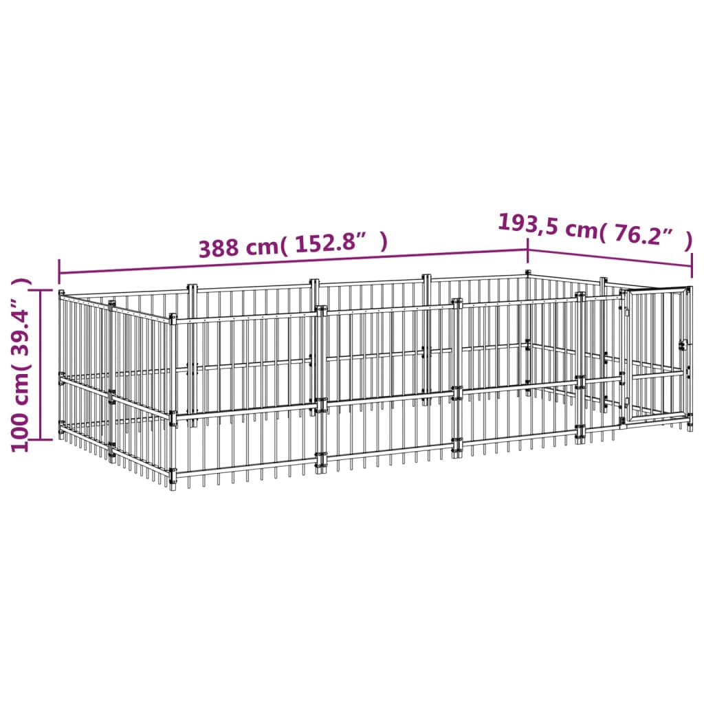 Outdoor Dog Kennel Steel 7.51 m²