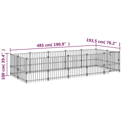 Outdoor Dog Kennel Steel 9.38 m²