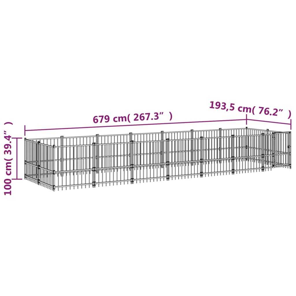 Outdoor Dog Kennel Steel 13.14 m²