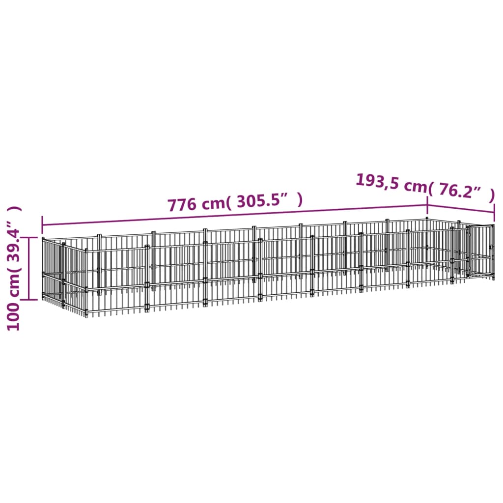 Outdoor Dog Kennel Steel 15.02 m²