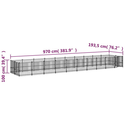Outdoor Dog Kennel Steel 18.77 m²