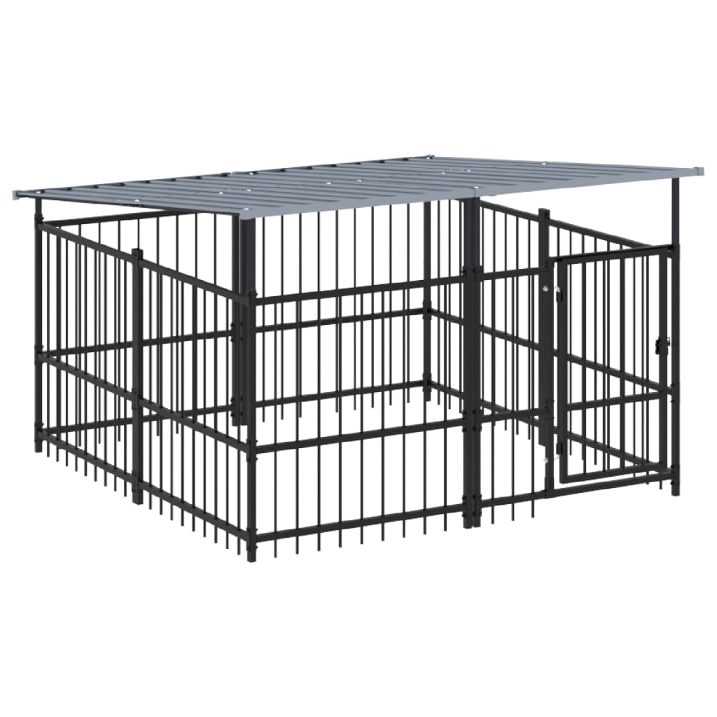 Outdoor Dog Kennel with Roof Steel 3.75 m²