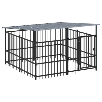 Outdoor Dog Kennel with Roof Steel 3.75 m²