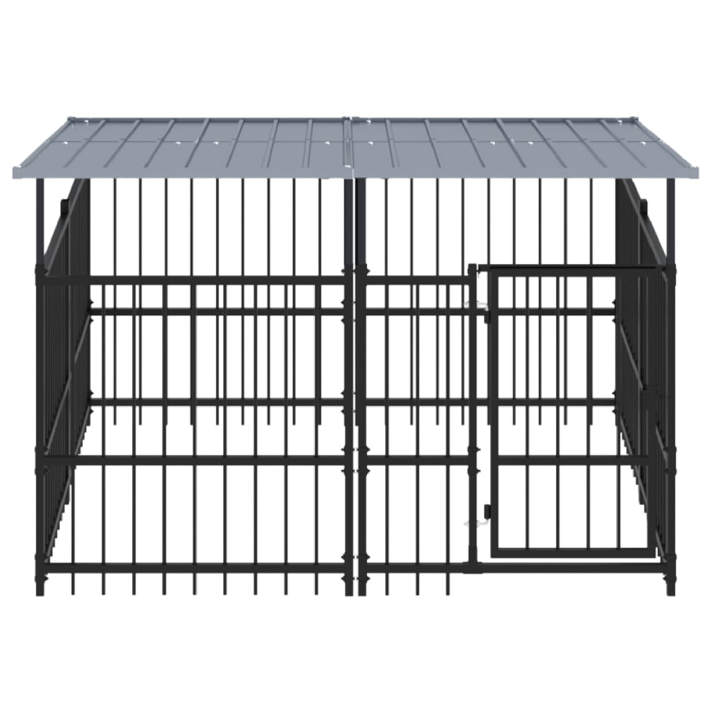 Outdoor Dog Kennel with Roof Steel 3.75 m²
