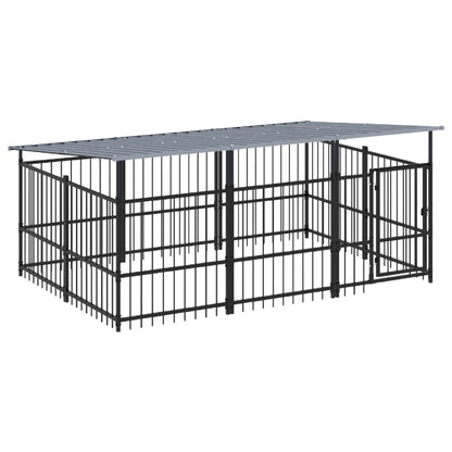 Outdoor Dog Kennel with Roof Steel 5.63 m²