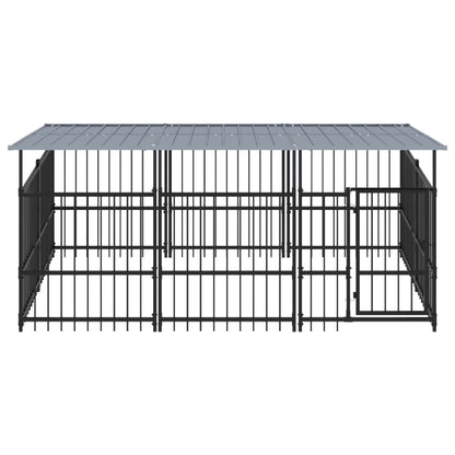 Outdoor Dog Kennel with Roof Steel 5.63 m²