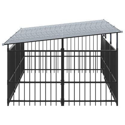 Outdoor Dog Kennel with Roof Steel 5.63 m²