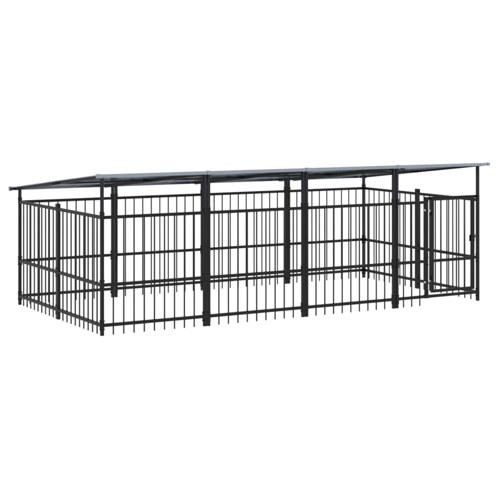 Outdoor Dog Kennel with Roof Steel 7.51 m²