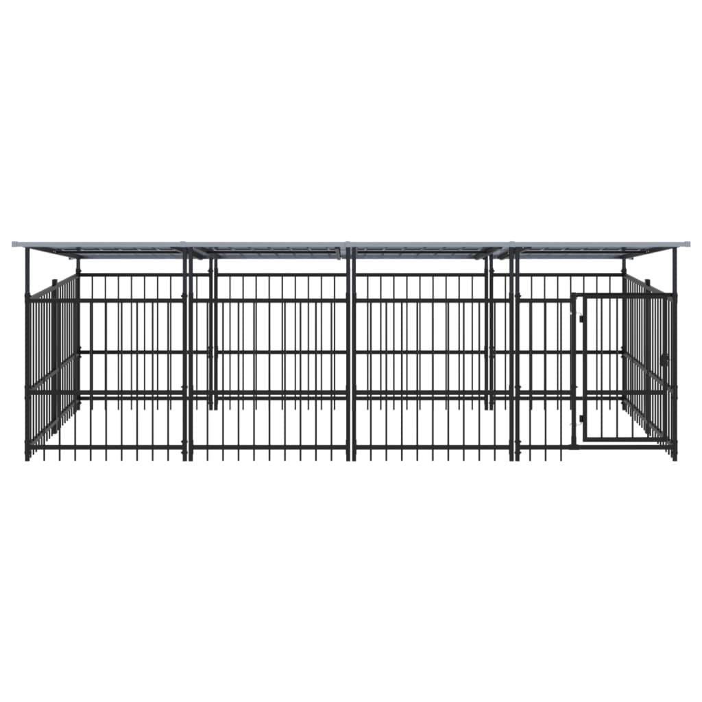 Outdoor Dog Kennel with Roof Steel 7.51 m²