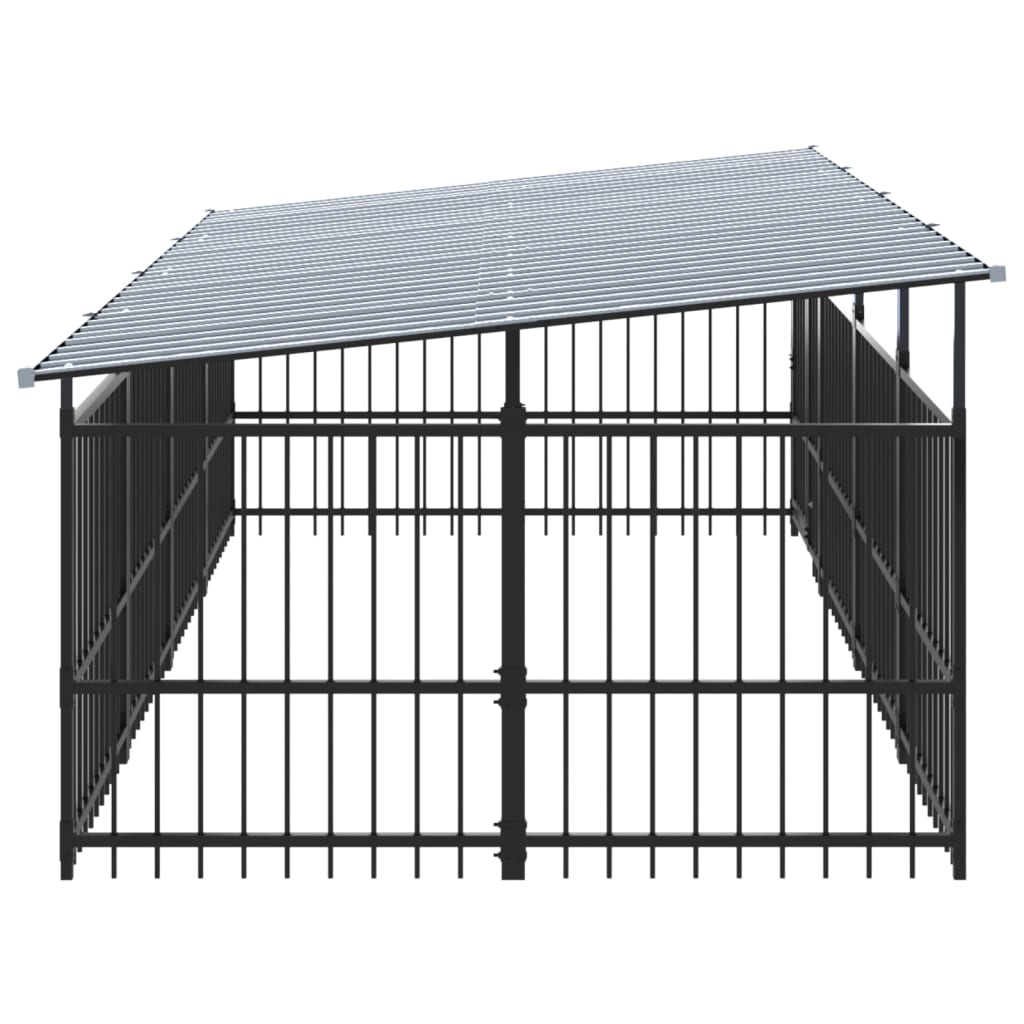 Outdoor Dog Kennel with Roof Steel 7.51 m²