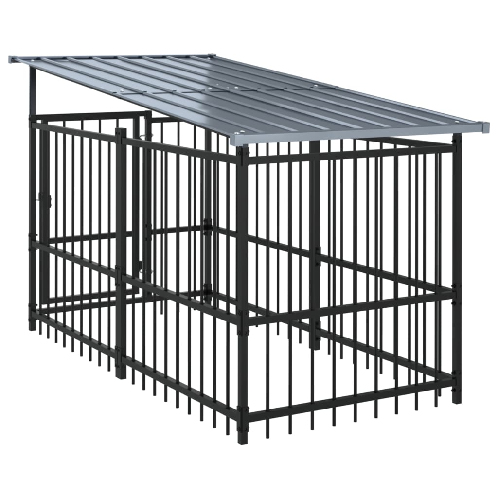 Outdoor Dog Kennel with Roof Steel 7.51 m²