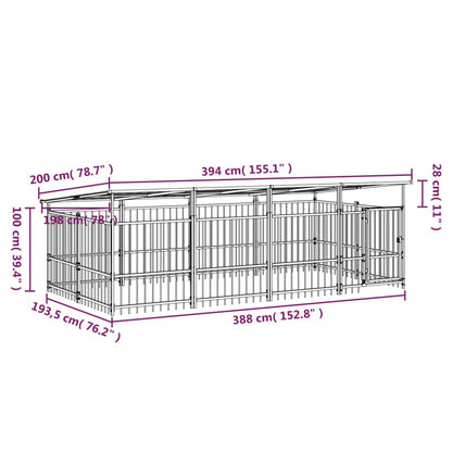 Outdoor Dog Kennel with Roof Steel 7.51 m²