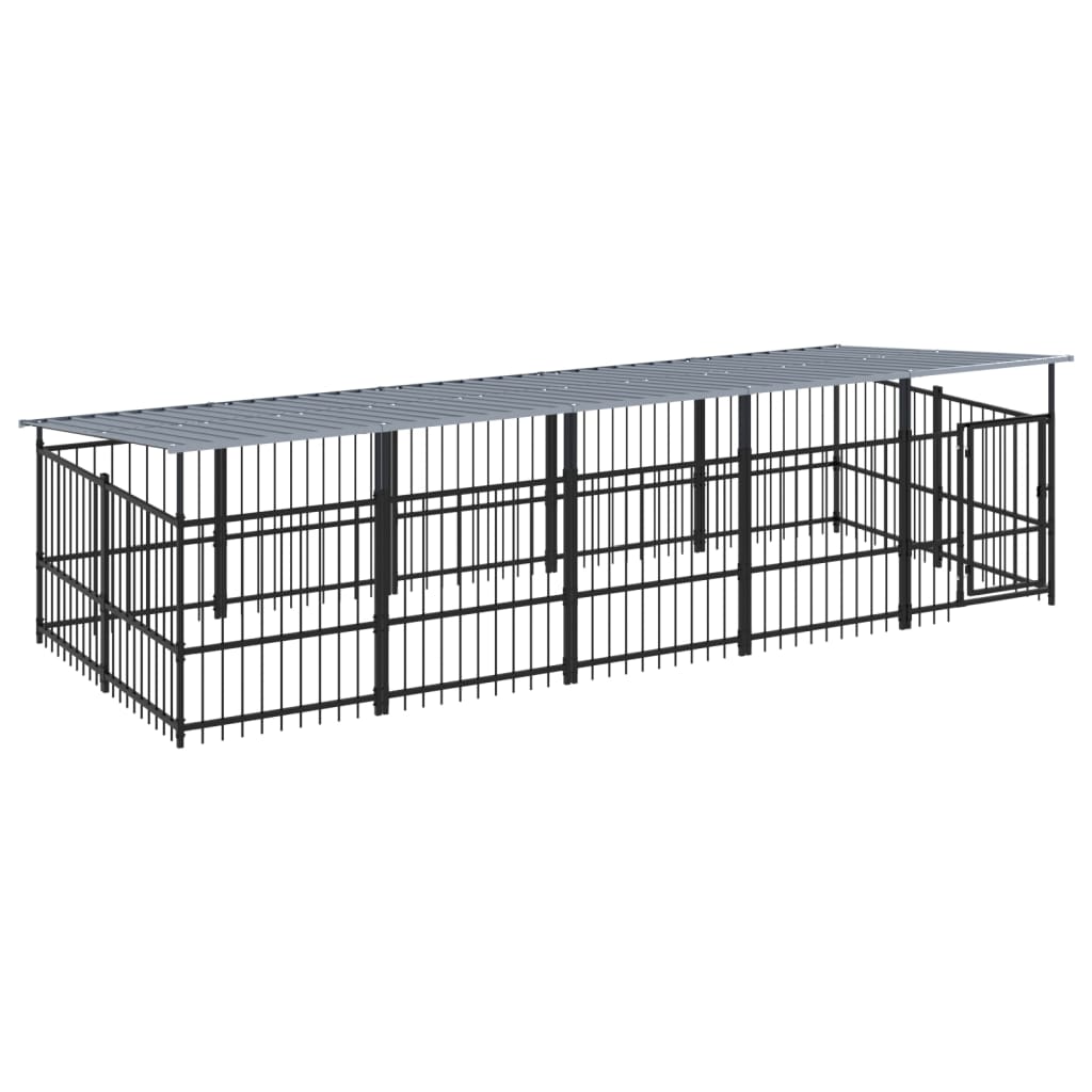 Outdoor Dog Kennel with Roof Steel 9.38 m²