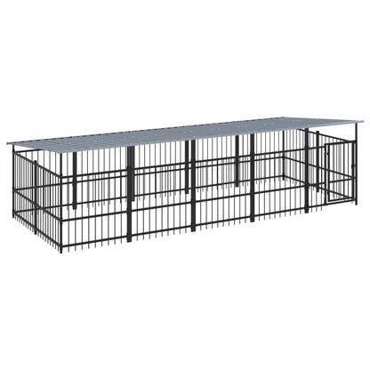 Outdoor Dog Kennel with Roof Steel 9.38 m²
