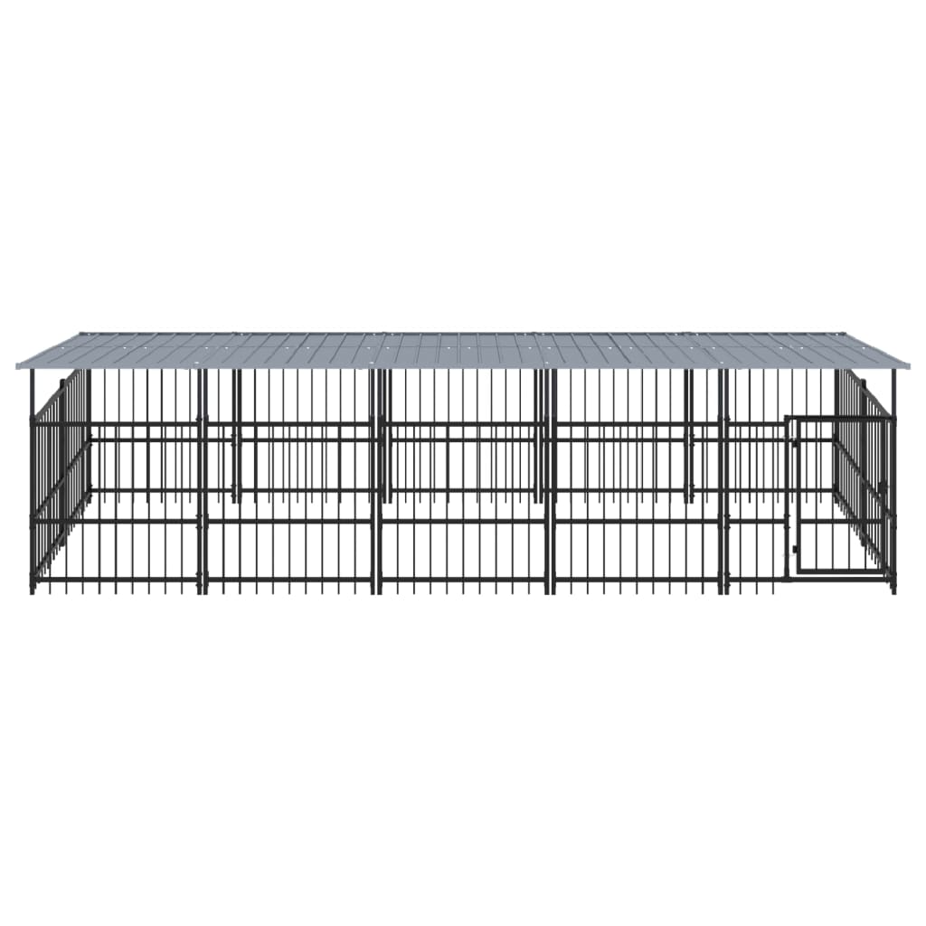 Outdoor Dog Kennel with Roof Steel 9.38 m²
