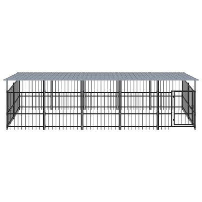 Outdoor Dog Kennel with Roof Steel 9.38 m²