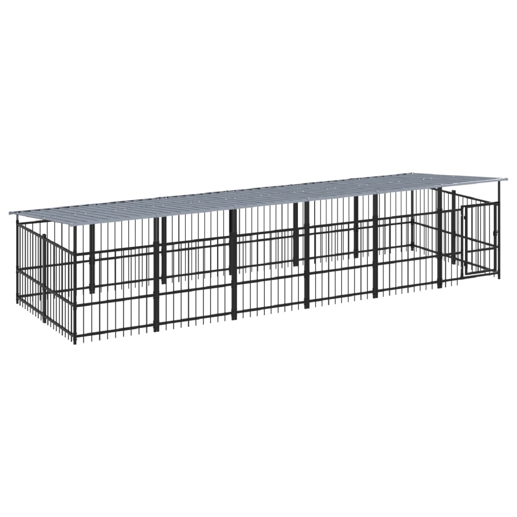 Outdoor Dog Kennel with Roof Steel 11.26 m²