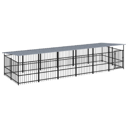Outdoor Dog Kennel with Roof Steel 11.26 m²