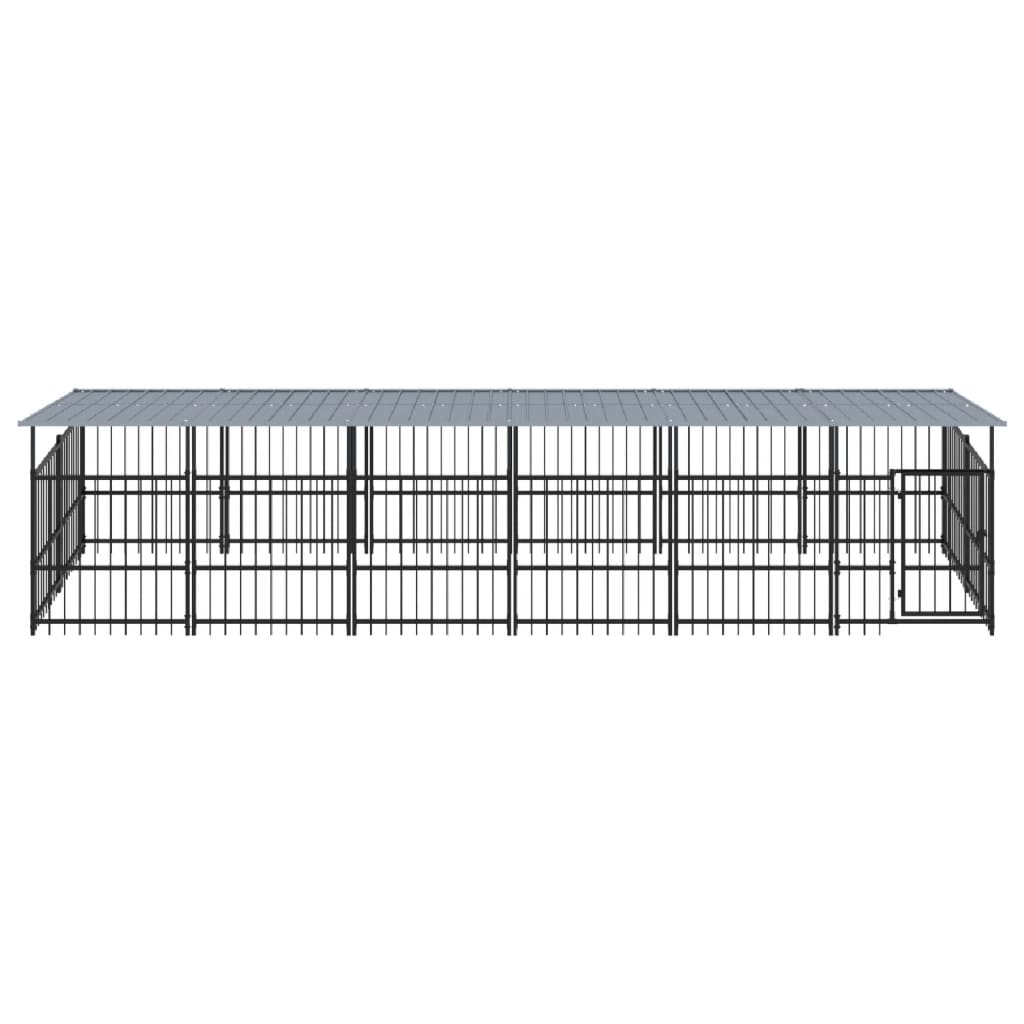Outdoor Dog Kennel with Roof Steel 11.26 m²